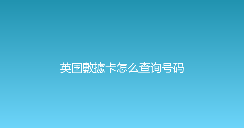 英国數據卡怎么查询号码 