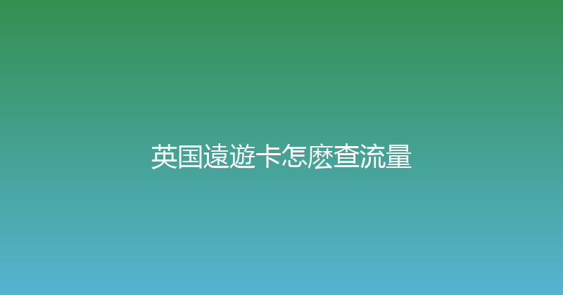 英国遠遊卡怎麽查流量 