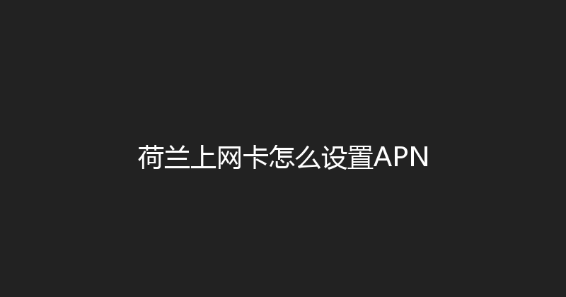 荷兰上网卡怎么设置APN 