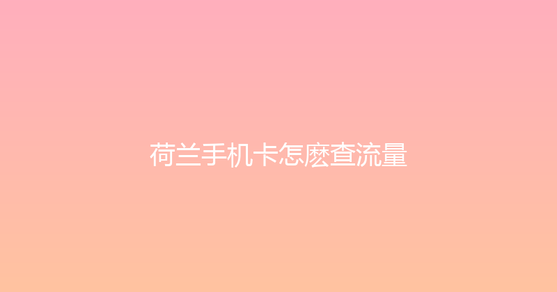 荷兰手机卡怎麽查流量 