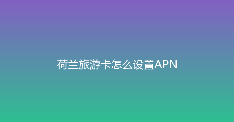 荷兰旅游卡怎么设置APN 