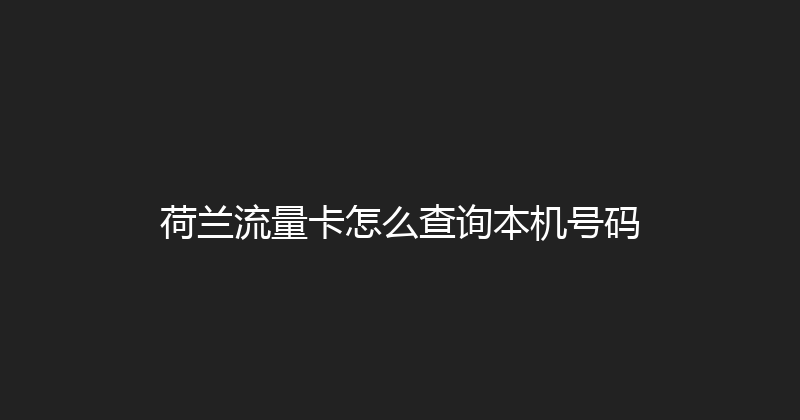 荷兰流量卡怎么查询本机号码 