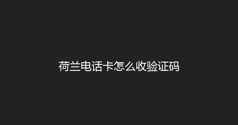荷兰电话卡怎么收验证码 