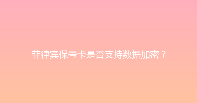 菲律宾保号卡是否支持数据加密？ 