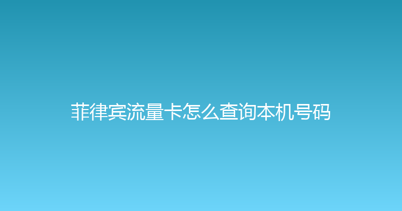 菲律宾流量卡怎么查询本机号码 