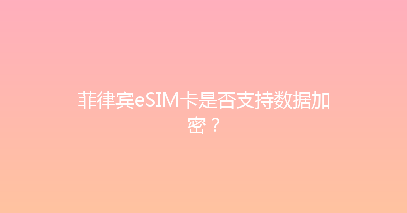 菲律宾eSIM卡是否支持数据加密？ 
