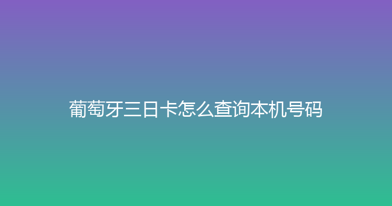 葡萄牙三日卡怎么查询本机号码 
