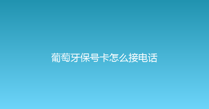 葡萄牙保号卡怎么接电话 