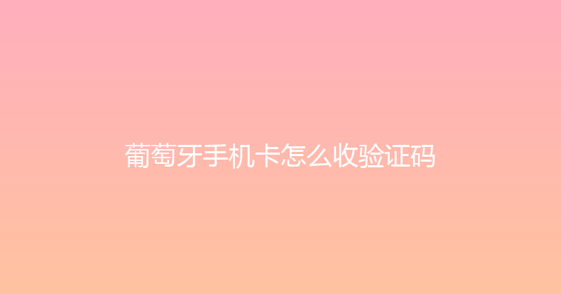葡萄牙手机卡怎么收验证码 