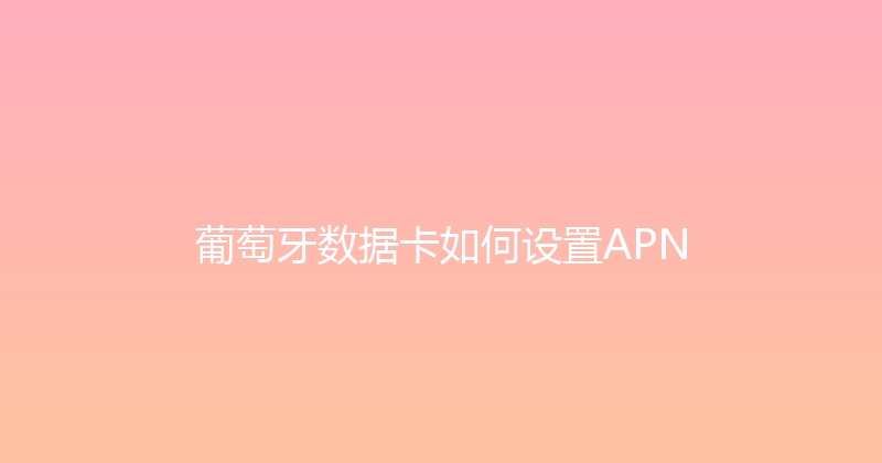 葡萄牙数据卡如何设置APN 