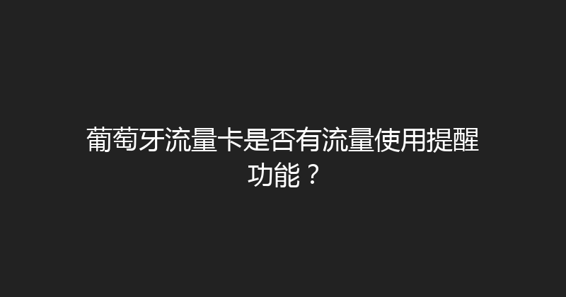 葡萄牙流量卡是否有流量使用提醒功能？ 