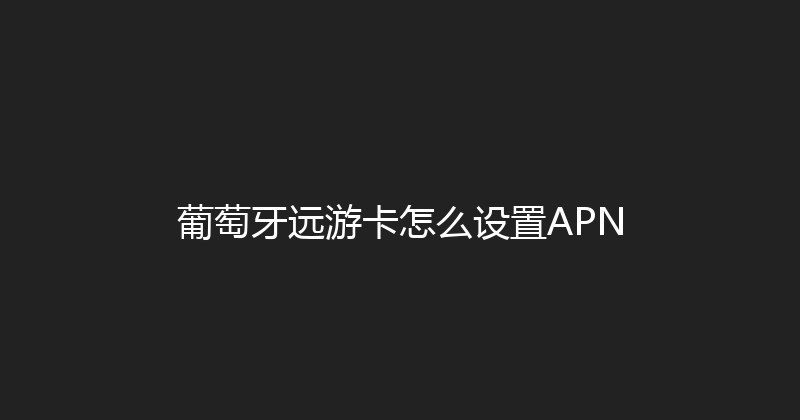 葡萄牙远游卡怎么设置APN 