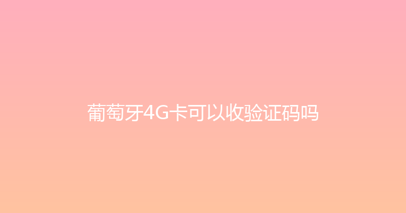 葡萄牙4G卡可以收验证码吗 