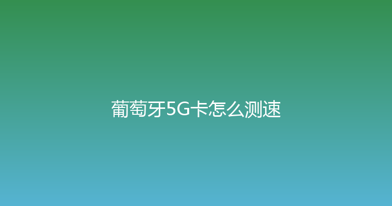 葡萄牙5G卡怎么测速 