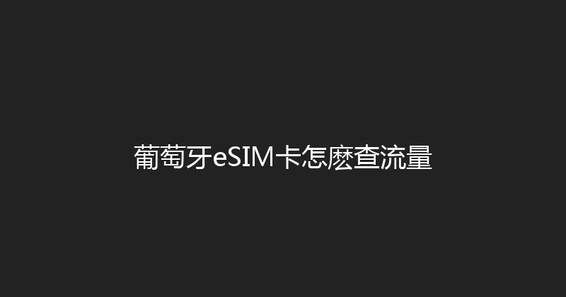 葡萄牙eSIM卡怎麽查流量 