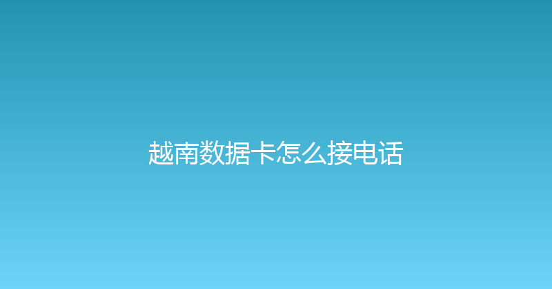 越南数据卡怎么接电话 