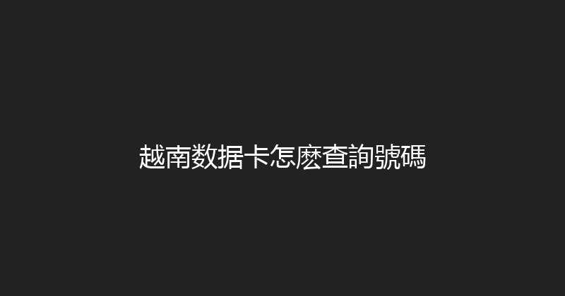 越南数据卡怎麽查詢號碼 