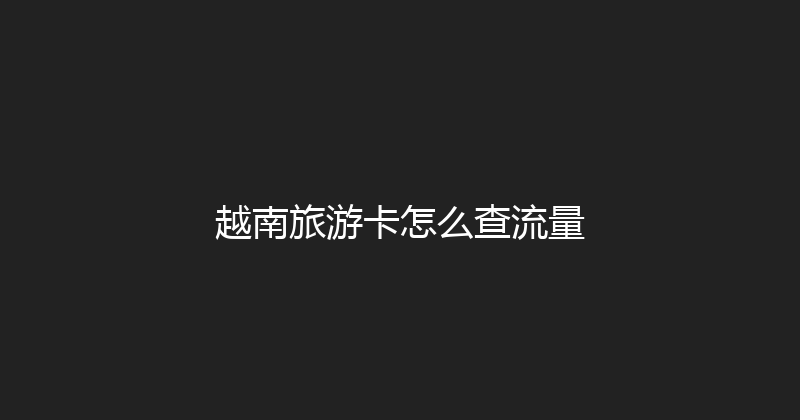 越南旅游卡怎么查流量 