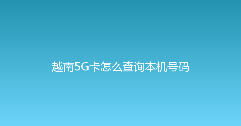 越南5G卡怎么查询本机号码 