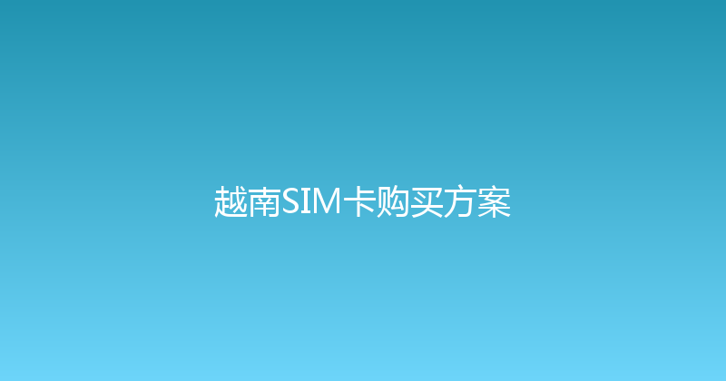 越南SIM卡购买方案 