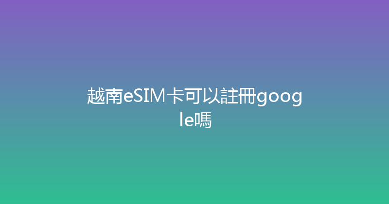 越南eSIM卡可以註冊google嗎 