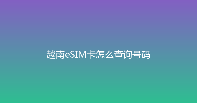 越南eSIM卡怎么查询号码 