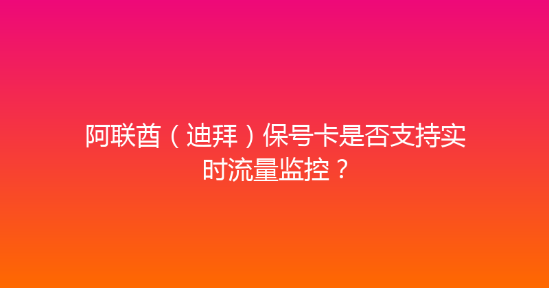 阿联酋（迪拜）保号卡是否支持实时流量监控？ 