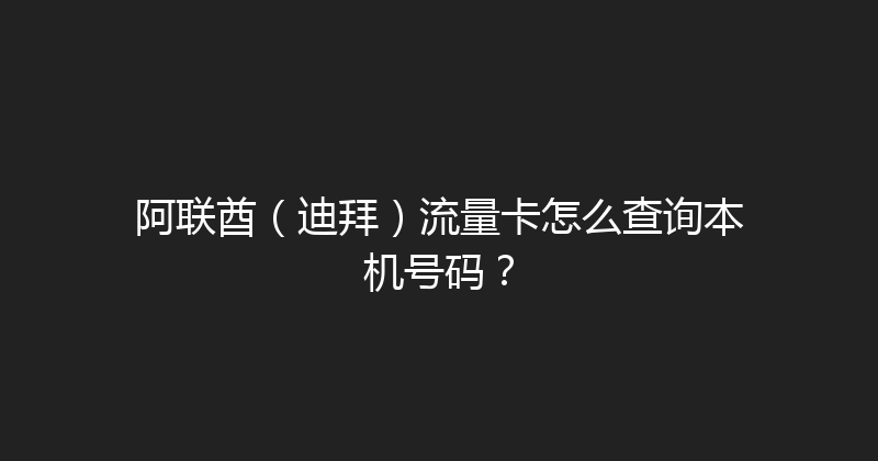 阿联酋（迪拜）流量卡怎么查询本机号码？ 