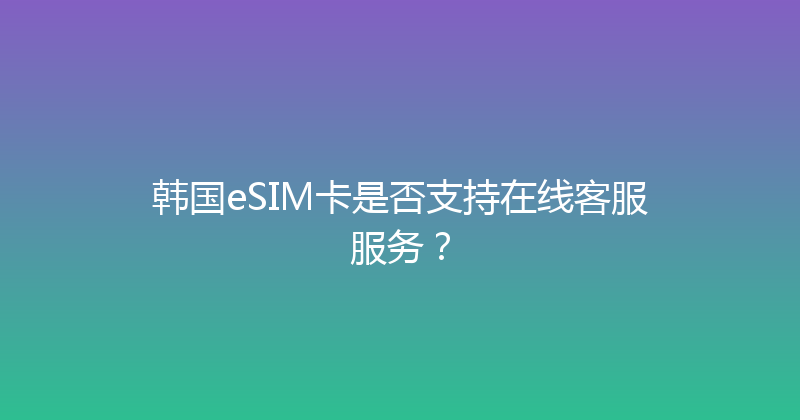 韩国eSIM卡是否支持在线客服服务？ 