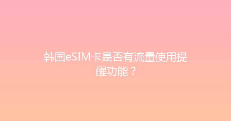 韩国eSIM卡是否有流量使用提醒功能？ 