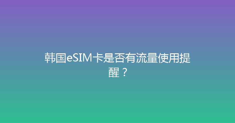 韩国eSIM卡是否有流量使用提醒？ 
