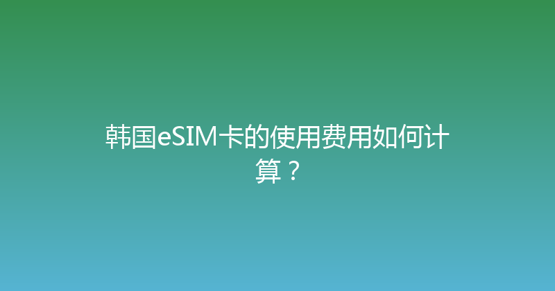 韩国eSIM卡的使用费用如何计算？ 