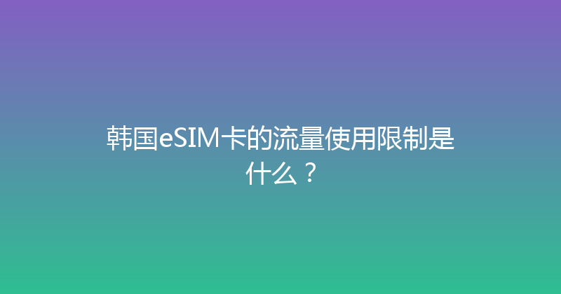 韩国eSIM卡的流量使用限制是什么？ 