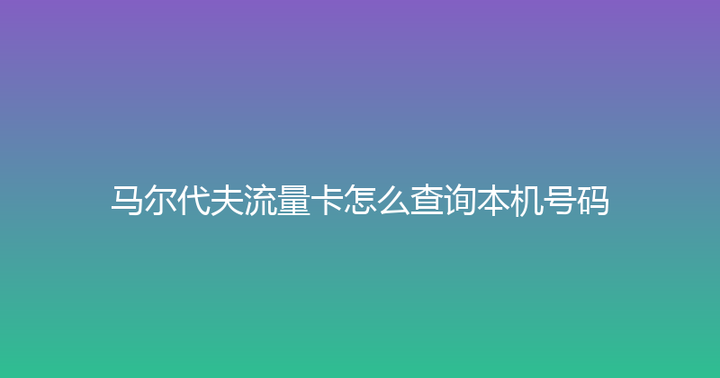 马尔代夫流量卡怎么查询本机号码 