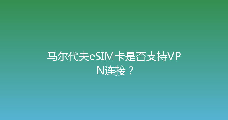 马尔代夫eSIM卡是否支持VPN连接？ 