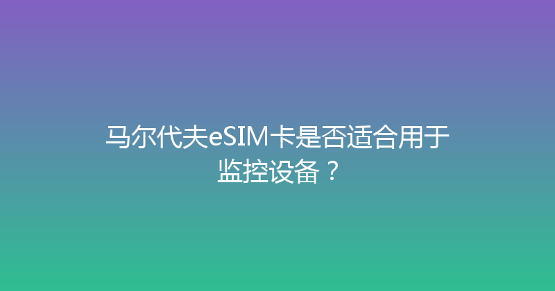 马尔代夫eSIM卡是否适合用于监控设备？ 