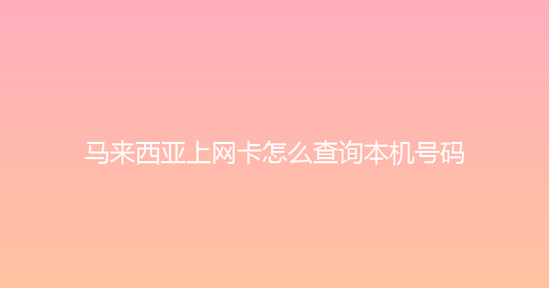 马来西亚上网卡怎么查询本机号码 