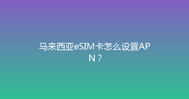 马来西亚eSIM卡怎么设置APN？ 